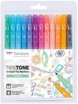 Tombow WS-PK-12P-2 Twintone Marker Set 12-Pack, Dual-Tip, Pastel, bunt