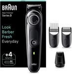 Braun Barttrimmer Series 3, Elektrischer Bartschneider Herren mit 4 Zubeh&ouml;rteile,