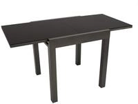 DEGAMO Balkontisch ELBA aus Aluminium anthrazit und Glas schwarz 70x70cm, ausziehbar