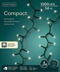 Lumineo Lichterkette Compact warm wei&szlig; - 1500 LED's - 34 Meter - gr&uuml;nes Kabel -