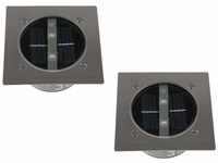 2er SET moderner Solar LED Bodeneinbaustrahler 4-eckig in Edelstahl / Glas für