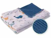 ULLENBOOM ® Babydecke 70x100 cm, Blau-Wale (Made in EU) - Baby Decke...