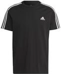 adidas Herren Essentials Single Jersey 3-Stripes Tee, Black / White, S