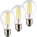 M&Uuml;LLER-LICHT 3er-Set Retro-LED Birnenform ersetzt 40 W, Glas, E27, 4 W, Silber, 6 x