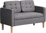 HOMCOM 2 Sitzer Sofa mit Stauraum, Holzbeine, 117x 62 x 78 cm Grau | Couch,