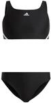 adidas M&auml;dchen 3-Stripes Bikini, Black / White, 9-10 Years