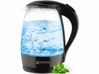 Glas Wasserkocher Schwarz 2200 Watt | 1,7 Liter | Teekocher | 100% BPA FREI |...