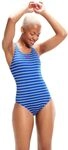 speedo Eco Endurance+ Printed Badeanzug Damen blau/wei&szlig;