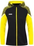 JAKO Damen Kapuzenjacke Performance, Schwarz/Soft Yellow, 34