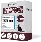 PiuPet&reg; 8x3m Katzennetz f&uuml;r Balkon & Fenster - Transparent & Rei&szlig;fest | Robustes