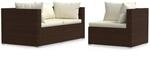 vidaXL Gartenm&ouml;bel 3-TLG. mit Auflagen Sofa Lounge Sitzgruppe Ecksofa Gartenset