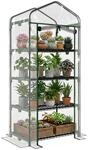 Outsunny Gew&auml;chshaus mit Regale Rolltor 70 x 50 x 160 cm Transparent