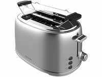 Cecotec Toaster 2 Scheiben Toast&Taste 1000 Retro Double Inox, 980 W, 2 Breite und