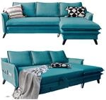 MIUFORM Charming Charlie, 4er Ecksofa mit Schlaffunktion, Rechts, T&uuml;rkis 