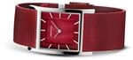 BERING Damen Quarz Uhr | Armbanduhr 26 mm silbernes Edelstahlgeh&auml;use und rotes