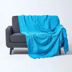 Homescapes gro&szlig;e Tagesdecke Nirvana, blau, Wohndecke/Sofa&uuml;berwurf aus 100%