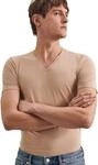 Seidensticker Herren Kurzarm Mit V-ausschnitt T-Shirt, Nude, L EU