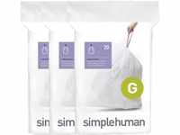 simplehuman CW0257 Code G passgenaue Müllbeutel, 30 Liter, 3 x Packung mit 20...
