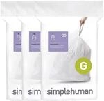 simplehuman CW0257 Code G passgenaue M&uuml;llbeutel, 30 Liter, 3 x Packung mit 20 (60