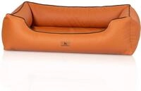 Knuffelwuff orthop&auml;disches Hundebett Montana aus Kunstleder M-L 85 x 63cm Rotbraun -