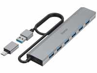 Hama USB-Hub 7 Ports (USB-A und USB-C-Anschluss, mit Netzteil, 7x USB-A für Maus,
