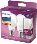 Philips LED Classic E27 Lampe, 40 W, Tropfenform, matt, warmwei&szlig;, 2er Pack