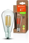 LEDVANCE LED Stromsparlampe, Filament Edison mit E27 Sockel, Warmwei&szlig; (3000K), 4