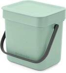 Brabantia Sort & Go Abfalleimer mit Deckel 3 L (hellgr&uuml;n), platzsparender Biom&uuml;ll