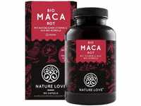 NATURE LOVE® Bio Maca Rot - 180 Kapseln - 3000mg pro Tagesdosis (entspricht...
