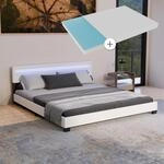 Juskys Polsterbett Paris 180x200 cm mit LED Beleuchtung, Matratze, Lattenrost &