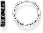 THOMAS SABO Creolen schwarze Steine pav&eacute; silber 925 Sterlingsilber, Geschw&auml;rzt