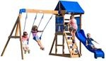 Backyard Discovery Aurora Spielturm aus Holz | Spielplatz mit gr&uuml;ner Rutsche,