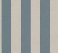 A.S. Cr&eacute;ation Streifen-Tapete Blau Braun PVC-Frei - Natural Living 386651 -