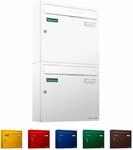 AL Briefkastensysteme Basic 2er Briefkasten RAL 9016 Verkehrs Weiss 2 Fach DIN A4