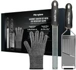 Microplane K&uuml;chenreiben-Set (Zester, Gem&uuml;sehobel & Handschuh) f&uuml;r Parmesan,