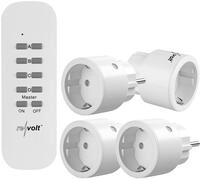 revolt Funkstecker: 4er-Set Mini-Funksteckdosen mit Fernbedienung, bis 2.300 Watt, 50