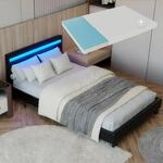 Juskys Polsterbett Paris 90x200 cm schwarz mit Matratze - Einzelbett &