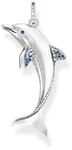 THOMAS SABO Anh&auml;nger Delfin mit blauen Steinen 925 Sterlingsilber, Geschw&auml;rzt