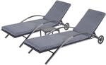 Mendler 2er-Set Sonnenliege HWC-E27, Relaxliege Gartenliege, Poly-Rattan - schwarz