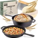 Chefarone Gusseisen Topf 3L - Brotback Set mit G&auml;rkorb 2 in 1