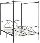 vidaXL Himmelbett Bett Bettgestell Doppelbett Metallbett Bettrahmen Lattenrost