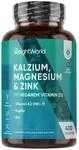 WeightWorld Calcium Magnesium Zink - 400 Tabletten - &Uuml;ber 1 Jahr Vorrat | 1 vegane