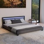 Juskys Polsterbett 180x200 cm &ndash; Bett Paris mit LED Beleuchtung, Lattenrost &
