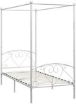 vidaXL Himmelbett Bett Bettgestell Einzelbett Metallbett Bettrahmen Lattenrost