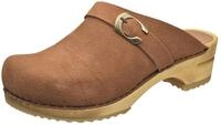 Sanita Hedi offener Clog, Wildleder | Original handgemacht | Leder-Holzclogs f&uuml;r