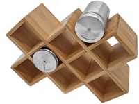Bambus Gewürzständer eckig - 24 x 16 cm - Holz Gewürzregal für 10 Streuer -