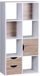 FineBuy Design B&uuml;cherregal 8 F&auml;cher MASSA Modern Holz Wei&szlig; mit T&uuml;ren Sonoma Eiche
