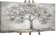 YS-Art Acrylbild Lebensbaum Abstrakte Kunst mit grau Farben Grauen Farben