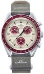 Swatch Omega x Moon Mission to Pluto Speedmaster Uhr, Bordeaux, Unisex, Beige und