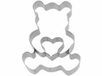Birkmann, Ausstechform Teddybär mit Herz, 6 cm, Edelstahl, mit Innenprägung,